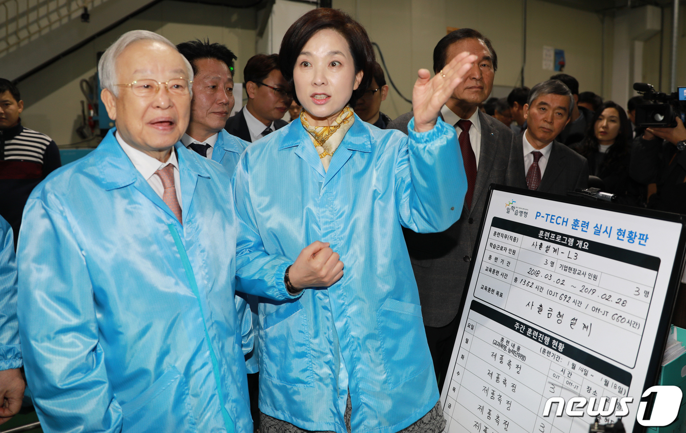 오정산업단지 둘러보는 유은혜 장관과 손경식 경총회장