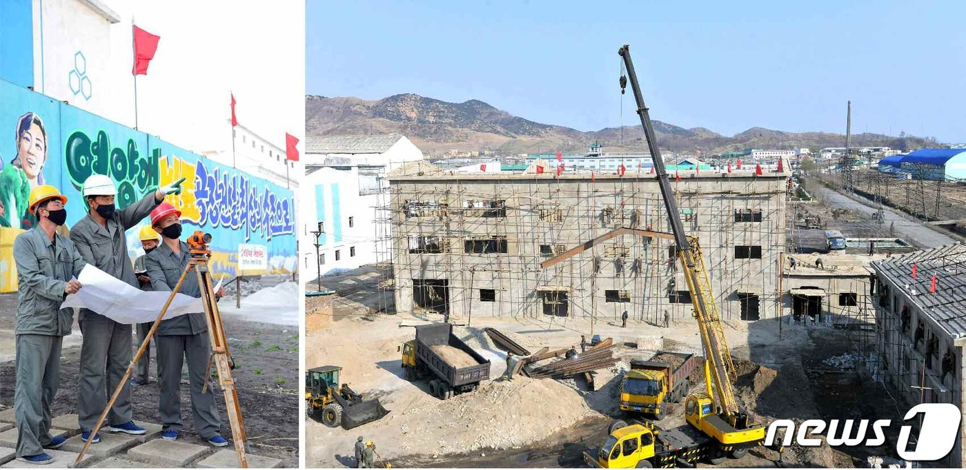 비료공장 건설 중인 北 흥남비료연합기업소 일꾼들