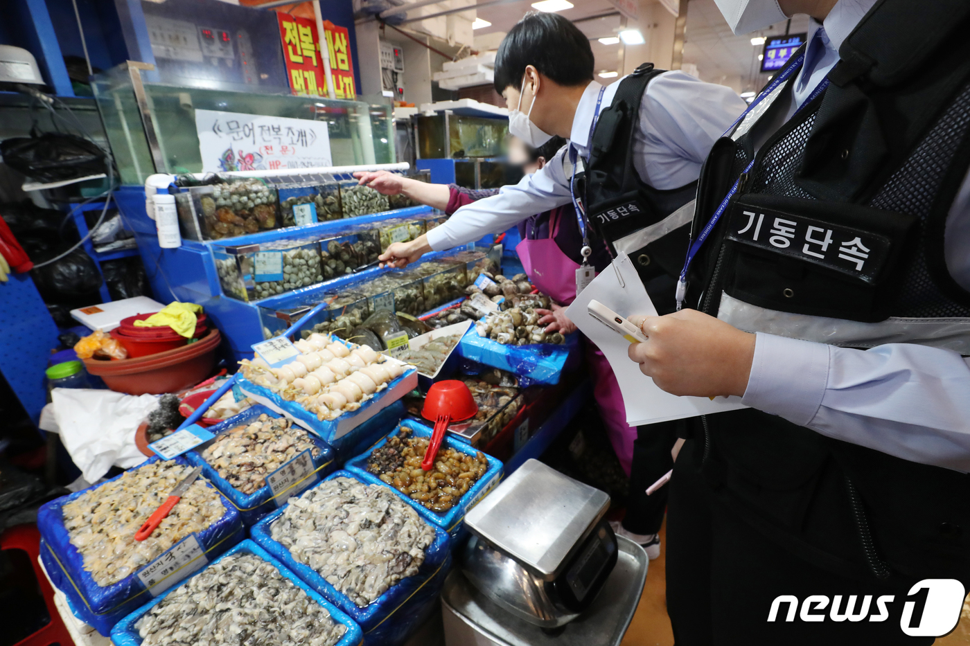 수산물 원산지 단속 중