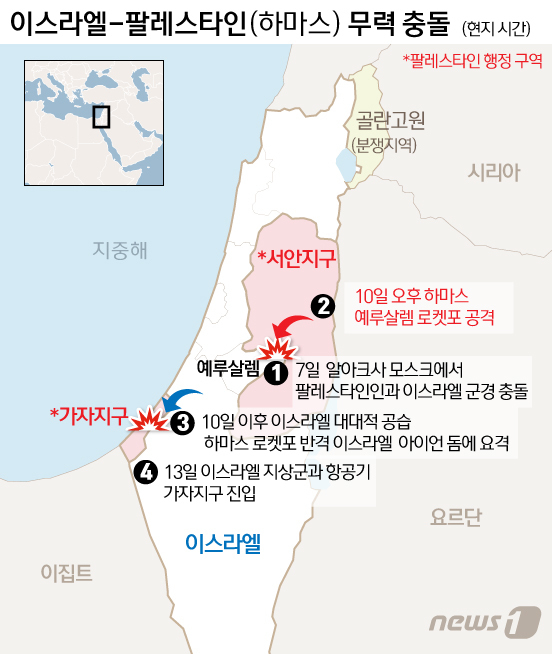 이스라엘, 팔레스타인 가자지구 지상군 투입(상보)