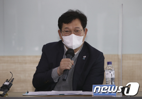 울산시간호사회서 발언하는 송영길