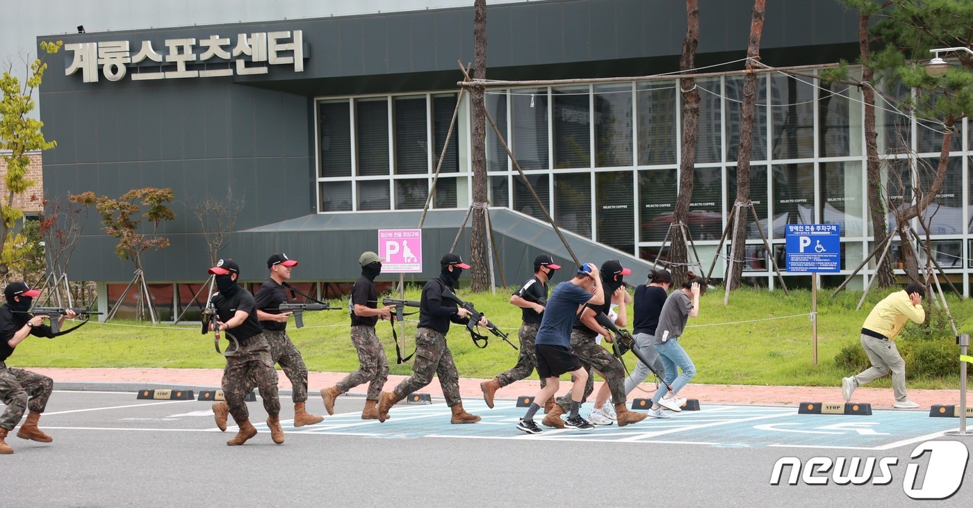 계룡시, 신도안면 스포츠센터서 ‘을지연습 실제훈련’