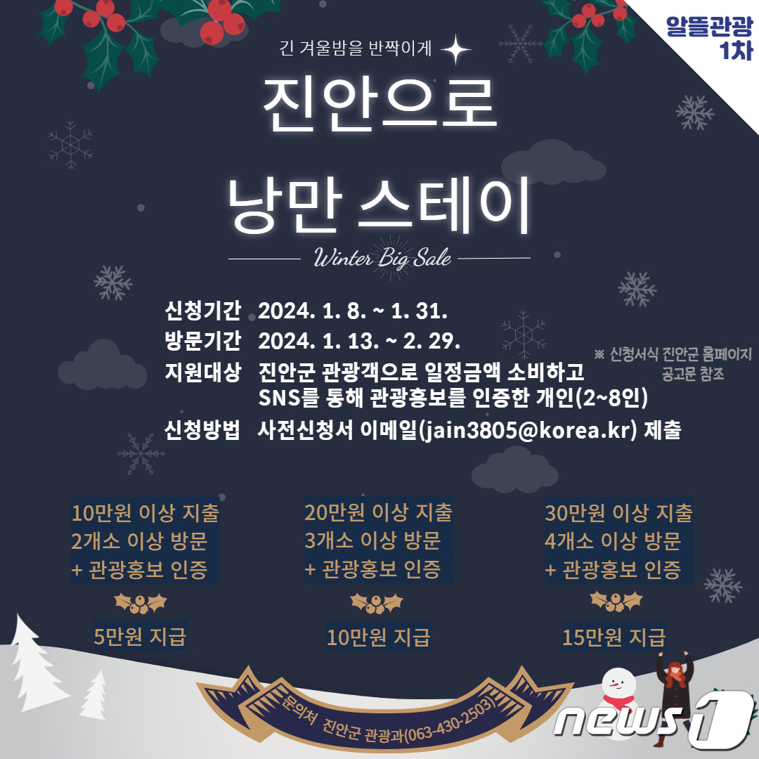“진안으로 겨울 낭만여행 오세요”…여행경비 지원