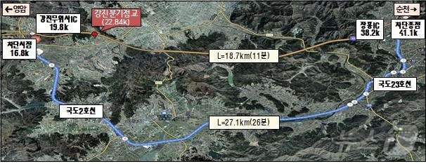 남해고속도로 강진무위사~장흥IC 28~29일 통행 차단