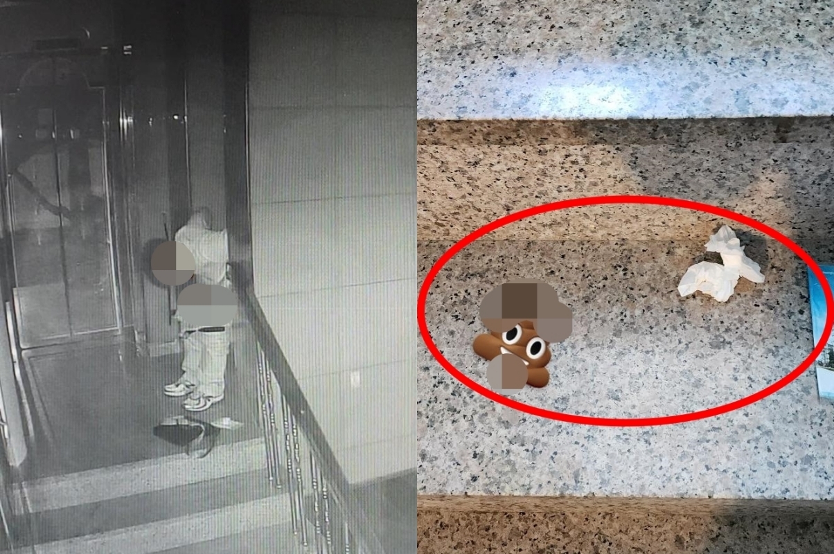 건물 6층까지 올라 남의 집 문앞에 X 싼 남성…여친 손 잡고 도망 경악