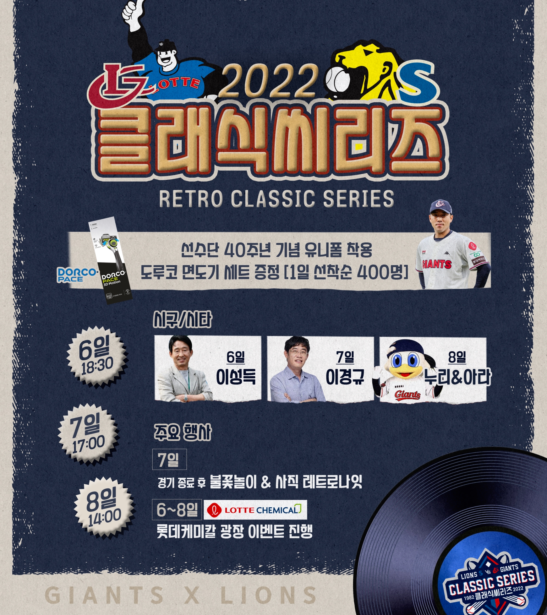 롯데 자이언츠, 삼성 라이온즈와의 5월 첫 주말 홈 3연전(6일~8일) 레트로 클래식 시리즈로 다양한 행사와 이벤트 준비해
