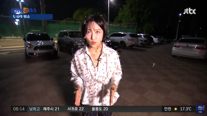 ‘제2의 박대기’ 등장.. 온몸에 벌레 붙어도 꿋꿋이 방송한 女기자