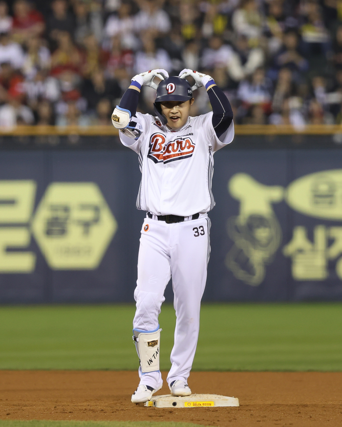 ‘3안타 3타점’ 케이브 ‘맹타’→두산, KIA 7-1로 꺾고 2연승 [SS잠실in]