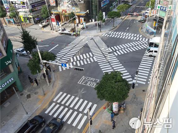 여수 여서동사거리, 보행자 우선 대각선 횡단보도 설치
