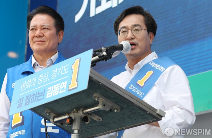 안양 집중유세 펼치는 김동연 경기지사 후보