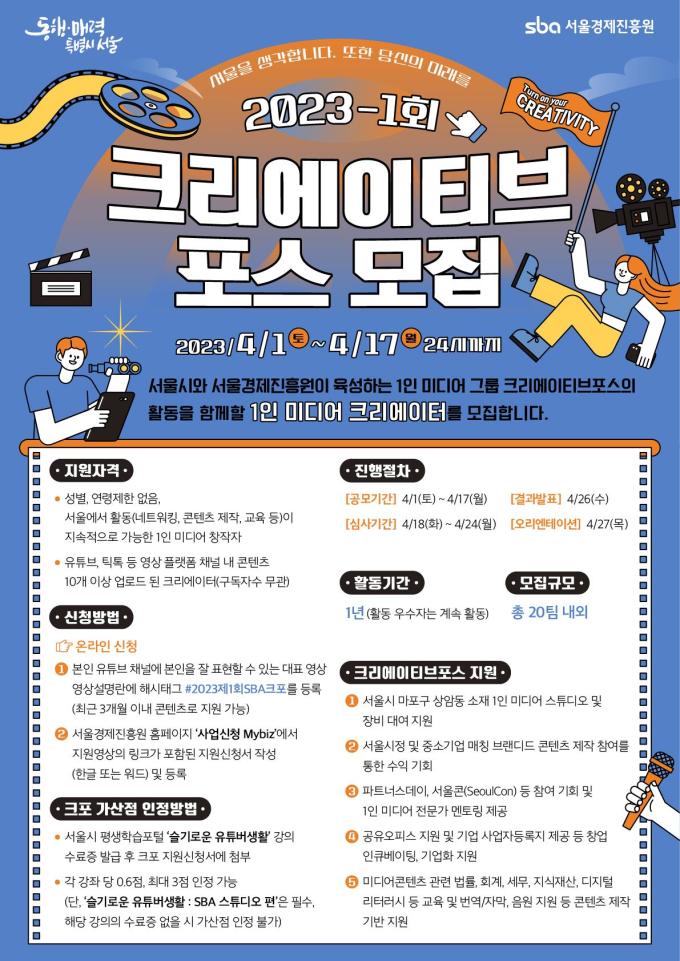 서울시, K-유튜버 지원…크리에이티브포스 20팀 모집
