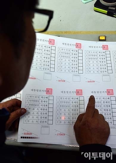 [포토]18대 대선 투표용지 점검하는 관계자들