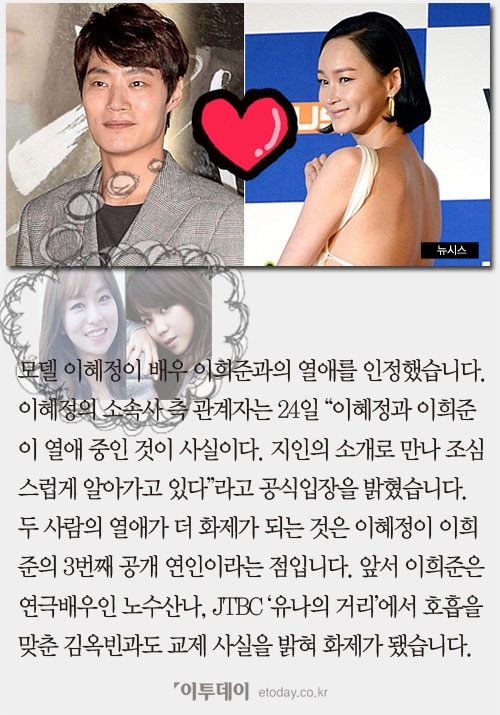 [짤막카드] 이희준이혜정 열애 인정… 이희준의 공개연애는 벌써 3번째?