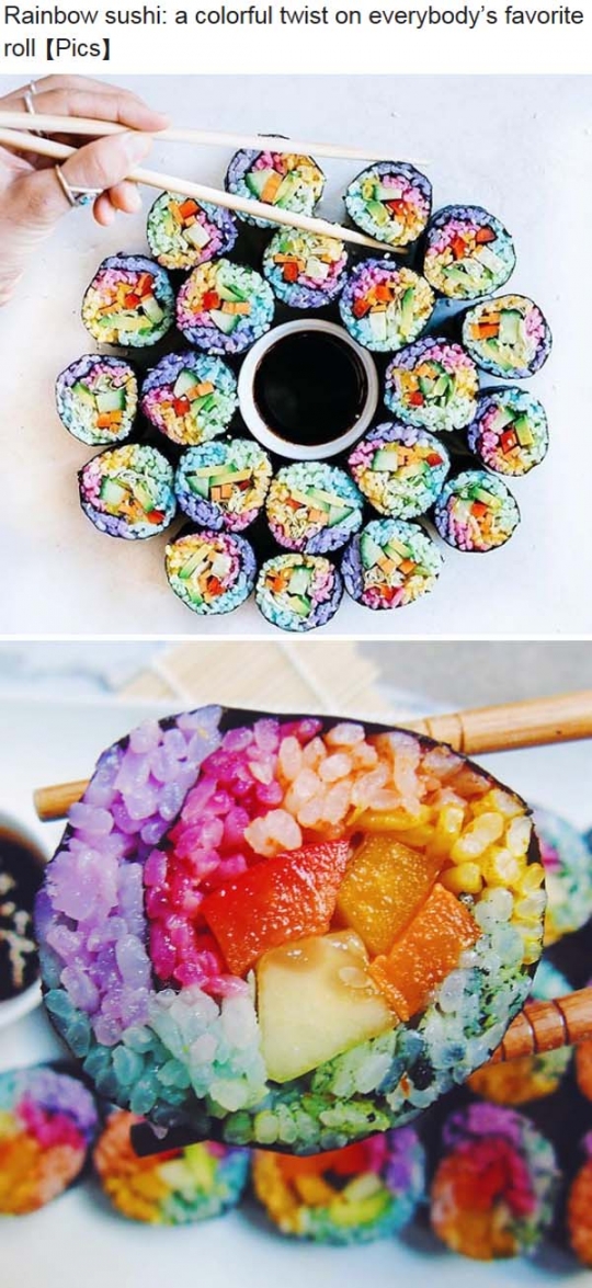 [포토] 무지개색 스시 인기…맛도 무지개색?