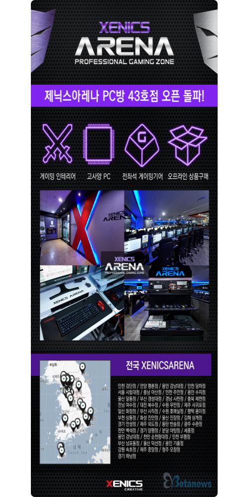 제닉스, 자사의 ‘아레나 브랜드 PC방’ 43호점 돌파