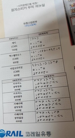반가운 코레일유통의 자판기 점자스티커 부착