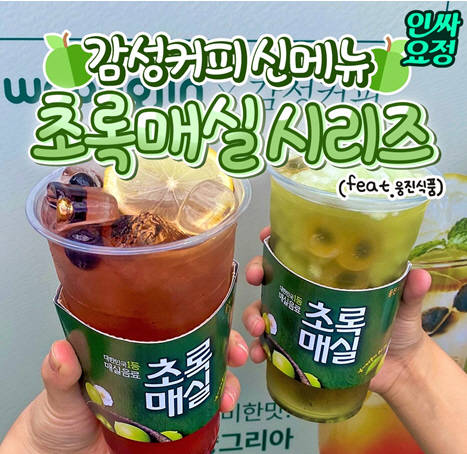 카페프랜차이즈 감성커피, 초록매실 콜라보메뉴 SNS 통해 소개