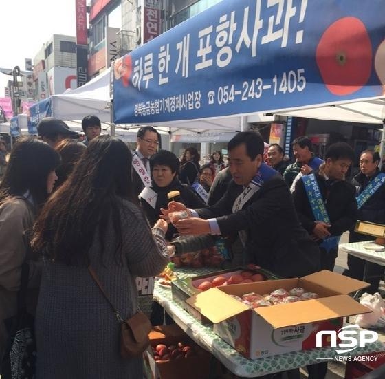 포항시, 사과 시식행사와 나눠주기 캠페인 실시