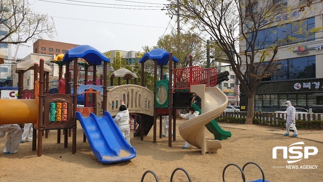 한국환경문화사랑 둥글개봉사단 코로나19 소독 실시