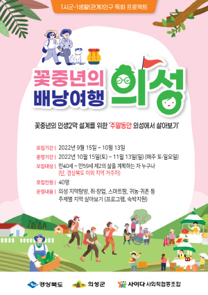 의성군, 지역살아보기 ‘꽃중년 의성 배낭여행’ 운영