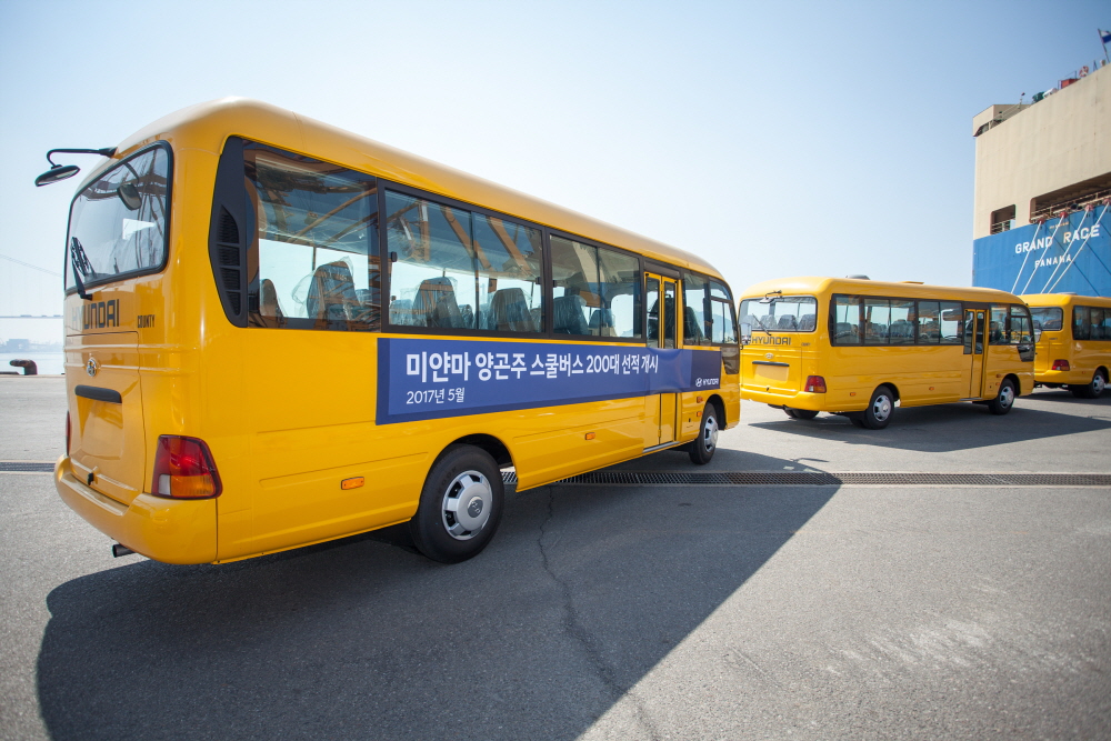 현대차, 미얀마 통학버스로 카운티 200대 수출