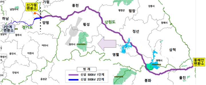 산업부, 동해안수도권 송전선 1호탑 준공