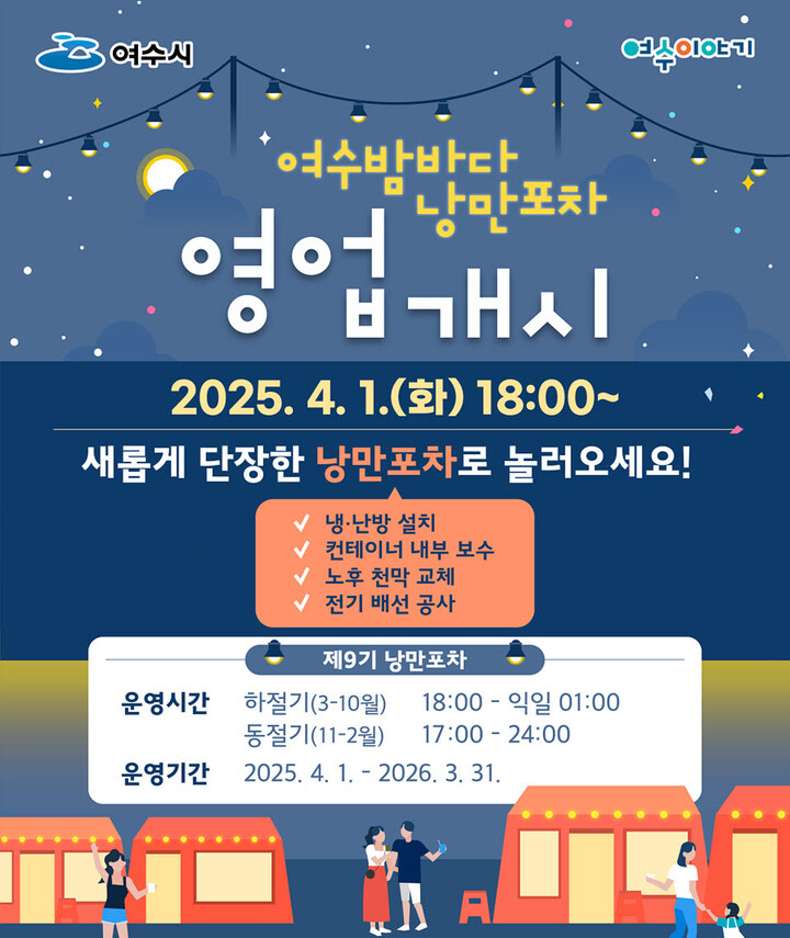 여수밤바다 낭만포차 4월 1일부터 영업 재개