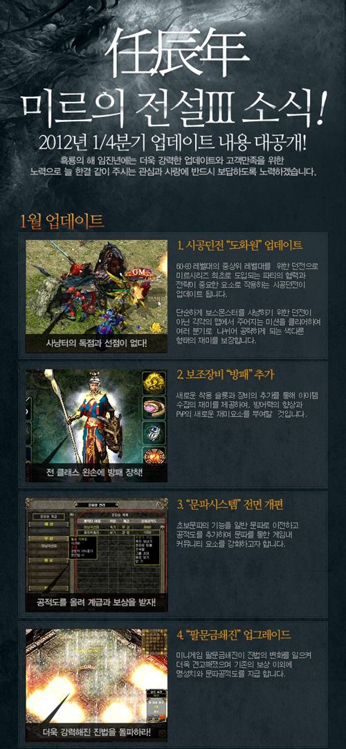 위메이드 ‘미르의 전설3’, 2012년 1분기 대규모 업데이트