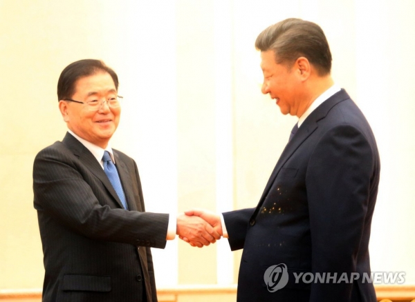시진핑 中주석, 정의용 실장 만나 한중관계 중시, 예민한 문제 적절히 처리
