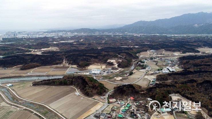 새까맣게 타버린 고성산불 피해지역