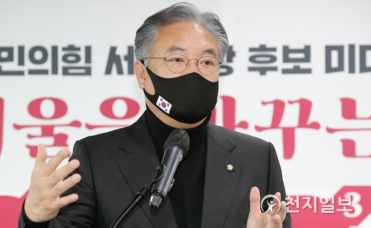 [천지포토] 정진석 공관위원장, 서울시장선거 본경선 미디어데이 인사말
