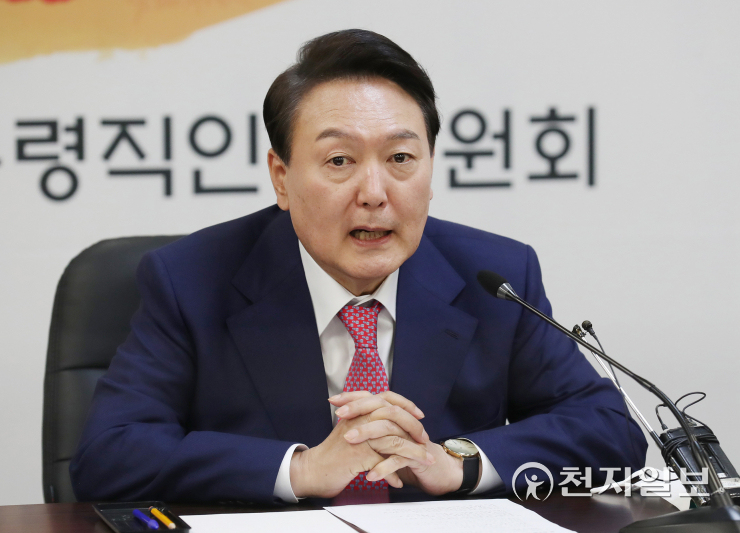 [천지포토] 윤석열 당선인, 인수위 기획위원회 전체회의 발언