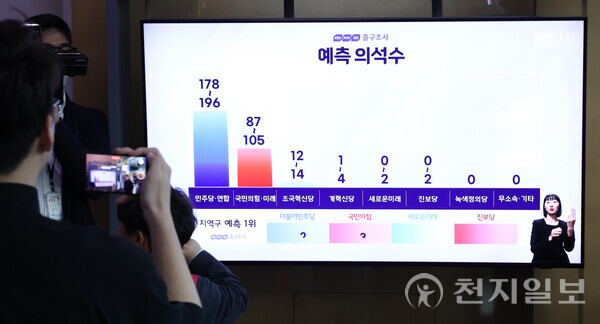 [포토 종합] '4.10 총선' 방송3사 출구조사 결과 발표
