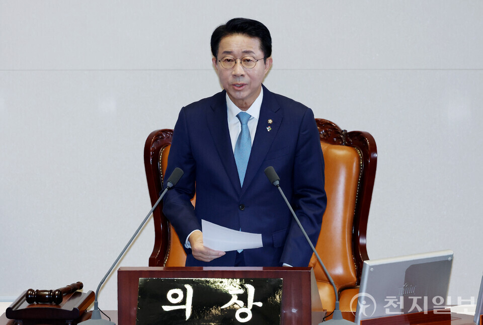 [포토] 조정식 국회의장, 6.3지선 투표용지 부족사태 국정조사 발언