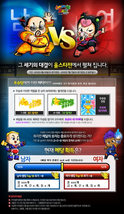컴온베이비! 올스타즈, 남녀 세기의 대결!