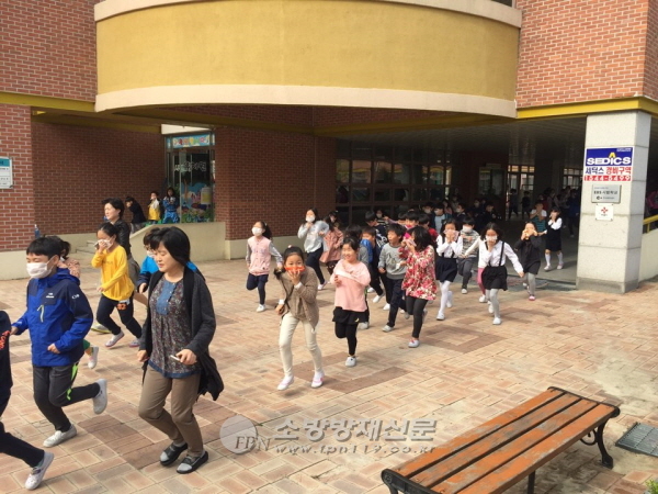 율량119안전센터, 사천초등학교와 합동소방훈련