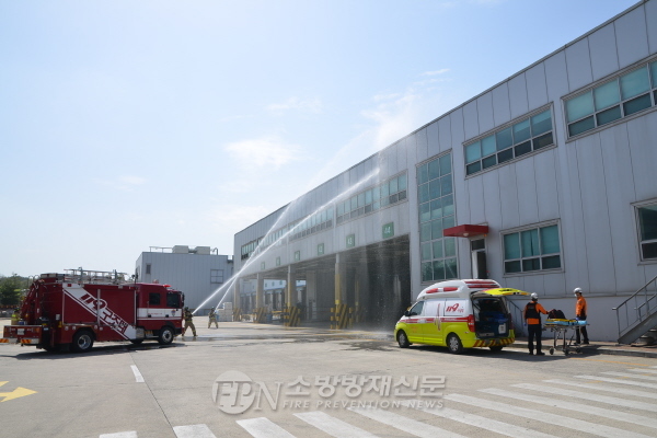 함안소방서, 홈플러스 함안물류센터 합동 소방훈련