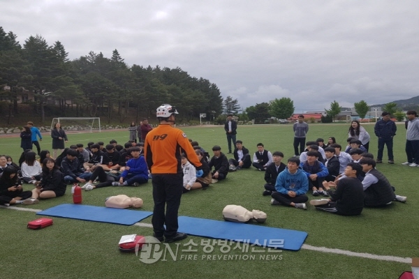 고성소방서, 거진정보공업고 공공기관 합동 훈련