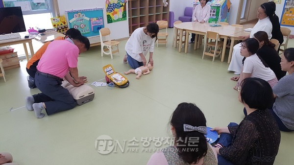 횡성소방서, 큰빛어린이집 교직원 대상 심폐소생술 교육