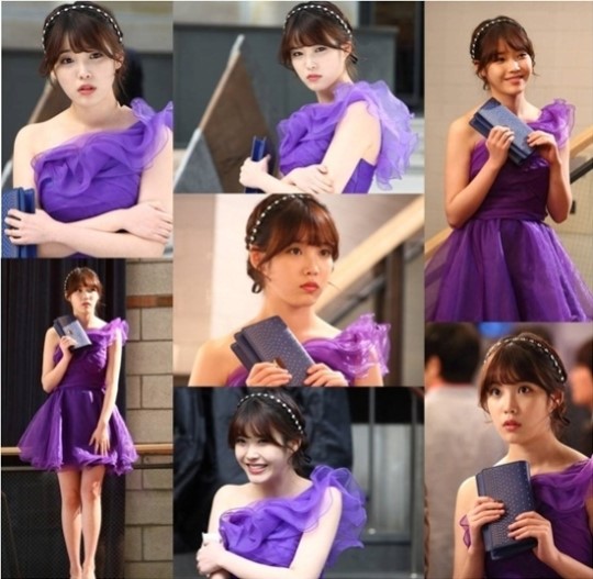 최고다 이순신 아이유, 보랏빛 칵테일 드레스로 반전 매력 뽐내