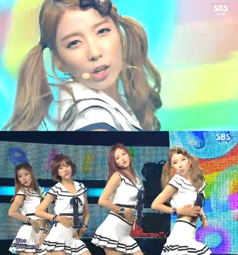 인기가요 레인보우, 섹시한 마린룩으로 발랄한 오프닝 무대