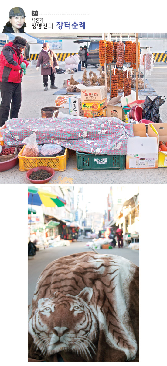 사진가 정영신의 장터순례(1)경남 거창장, 저 호랑이 담요 속에는 뭐가 있을까?