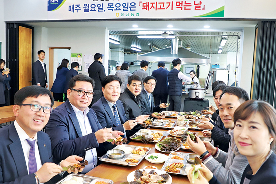 울산농협지역본부, 어려운 양돈농가 돕고자 구내식당 한돈 주 2회 활용