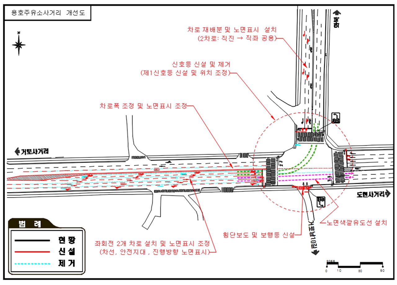제주시 용호주유소·베라체·영지학교 등 사거리 교통 흐름 개선