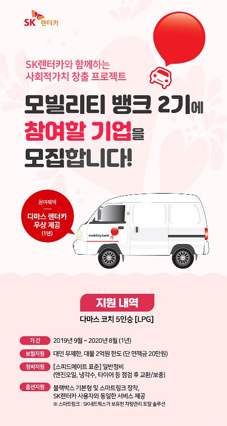 SK네트웍스, 착한 렌터카 모빌리티 뱅크 2기 시동…1년간 다마스 무상 임대 