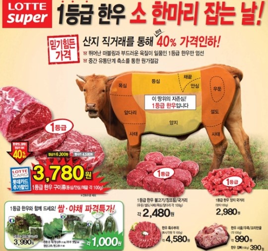 롯데슈퍼, ‘소 한 마리 잡는 날’…최대 40% 할인
