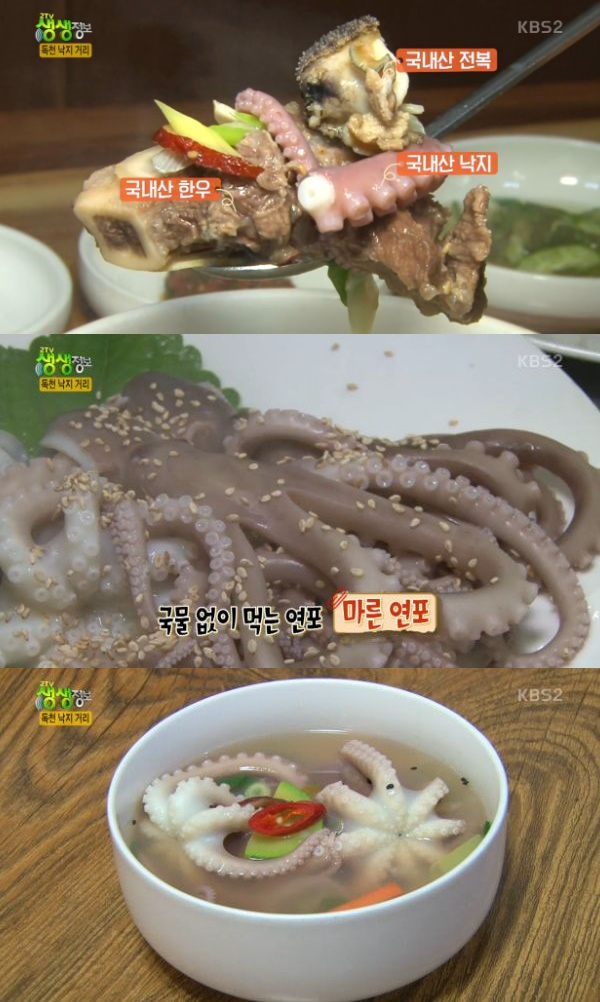 2TV 저녁 생생정보 전남 영암 독천리 낙지골목. 갈낙탕-낙지초무침-마른 연포-소낙-연포탕