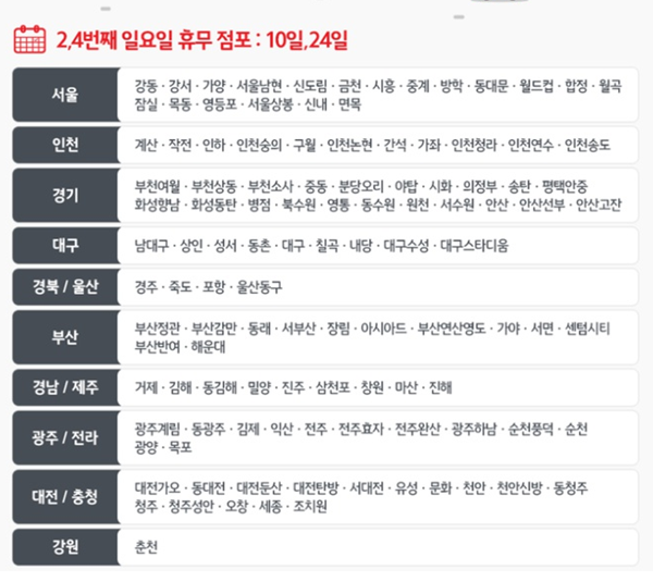 12월 17일 이마트·롯데마트·홈플러스 정상영업…12월 휴무일, 둘째·넷째 일요일