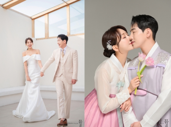 한영♥박군 웨딩화보 공개...수줍은 입맞춤