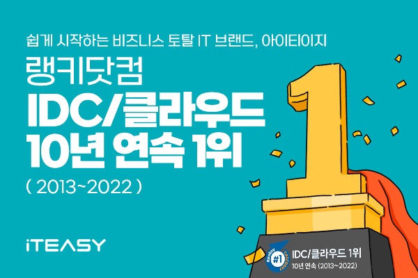 아이티이지, 10년 연속 IDC/클라우드 분야 랭키닷컴 1위 선정